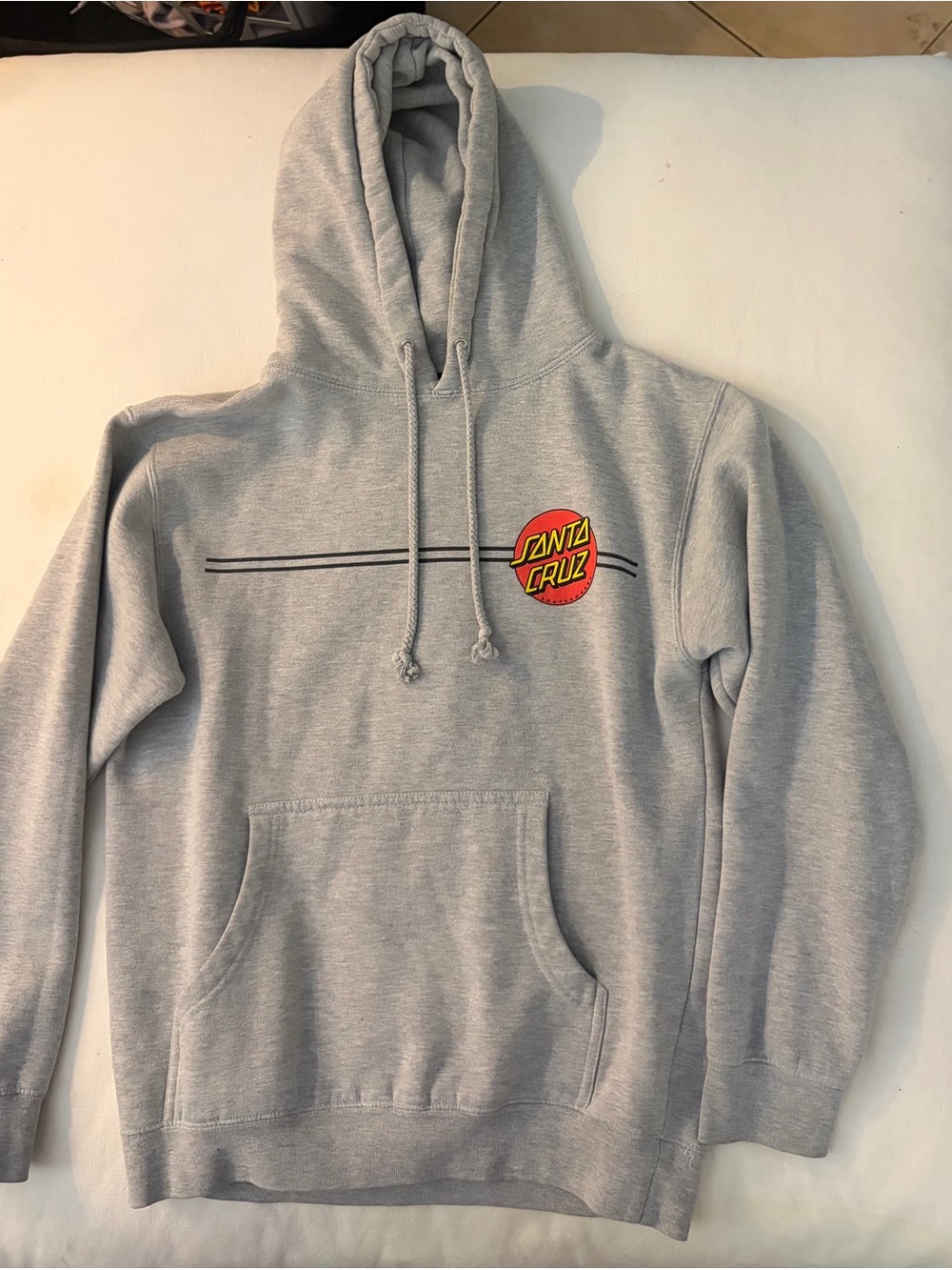 Santa Cruz Skateboards Gray Crewneck Hoodie with Red & Yellow Logo